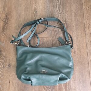 Coach Green Pebbled Leather Shoulder Bag with Adjustable Strap